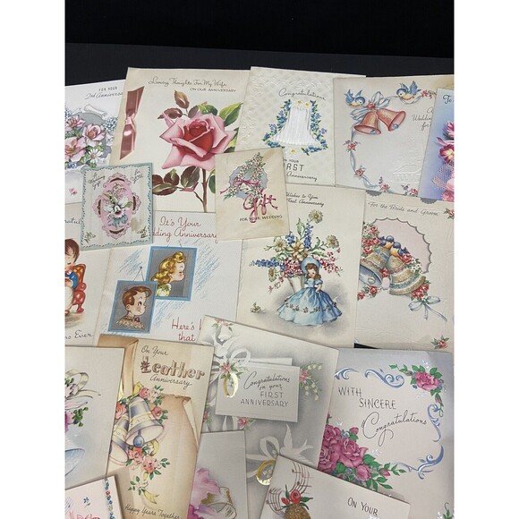 Midcentury Vintage 40s/50 Wedding 25 Cards Signed Paper Ephemera Scrapbook Annev - Picture 3 of 14